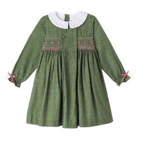 Brand NEW Green Floral Magdalena Girl Hand-Smocked Dress NWT (size 8)